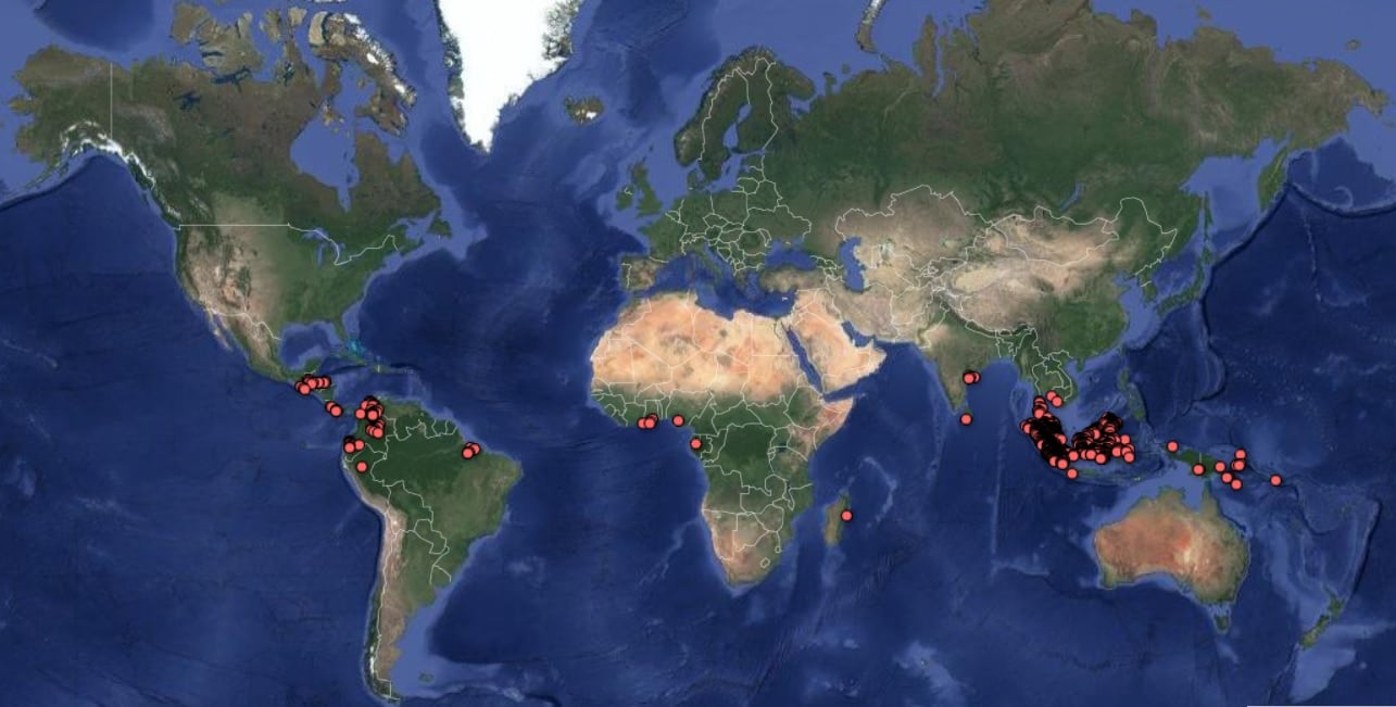 Locations of Unilever palm oil mills 