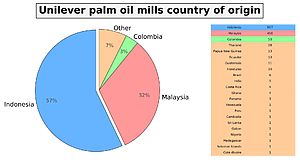 Unilever palm oil mills country pie chart
