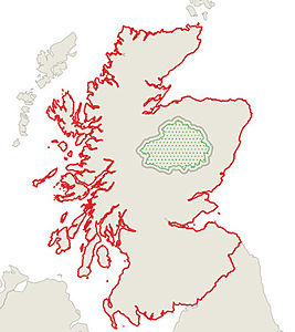A map showing all of mainland Scotland highlighted, compared to just Cairngorms National Park for hte first round