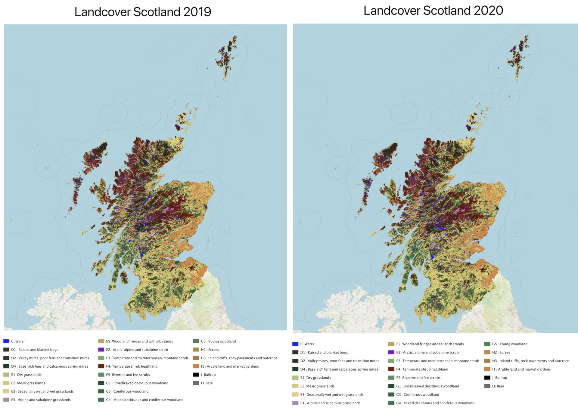 Scottish Landcover Maps 2019 & 2020